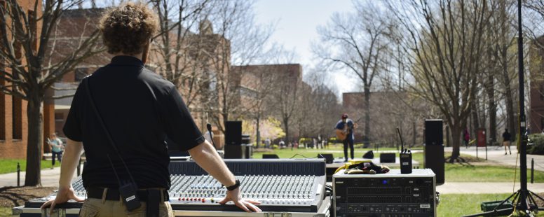 alex-tech alex bowman running sound for plazapalooza